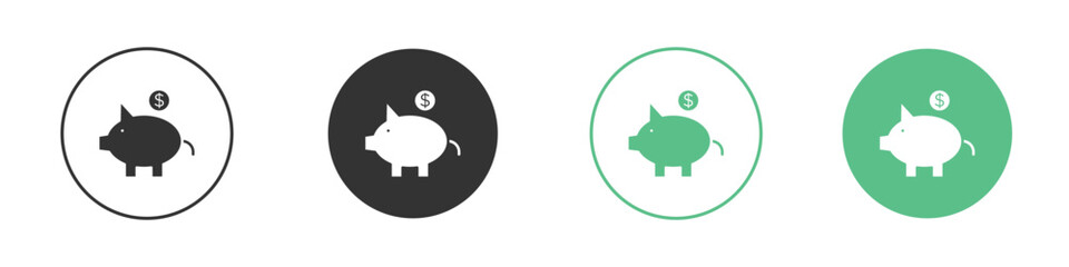 Piggy bank icons collection in flat style. icon vector design