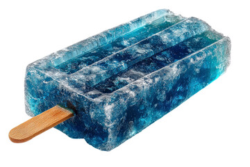 Refreshing Blue Ice Pop with Wooden Stick, Perfect for Summertime Enjoyment and Cool Treats on a Hot Day by the Pool or Beachside