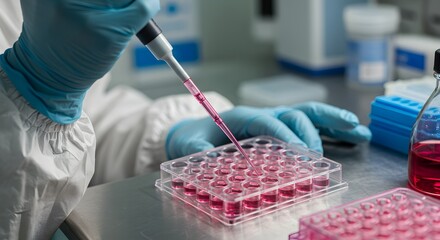 Medical researcher carrying out precise experiments in a modern lab, aiming at healthcare advancements like gene therapies, vaccines, and innovative treatment developments