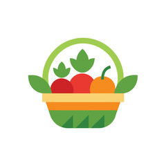 Organic Farming Logo with Basket Vegetables