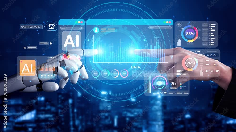 Poster ai assistant brain processor with llm technology, big data, machine learning, generative ai for busi