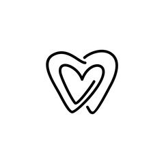 Minimalist dental logo featuring a tooth inside a heart, symbolizing oral health, care, and love in dentistry.
