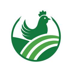 Farming Logo with Chicken Silhouette in Crops