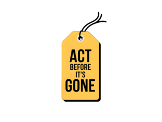 Single tag with text "ACT BEFORE ITS GONE", centered on white background.