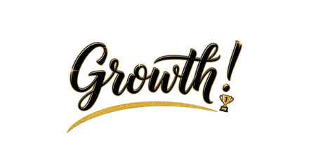 Growth concept with a trophy and a golden line representing success and achievement.