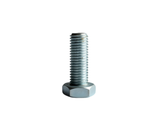 Single hex bolt with threaded shaft, centered on white background.