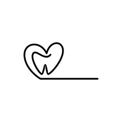 Minimalist dental logo with a sleek tooth outline and horizontal lines, symbolizing speed, precision, and modern dental care.