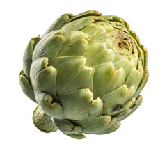 Fototapeta premium Close-up of a fresh artichoke head, light green in color, with tightly packed, textured leaves