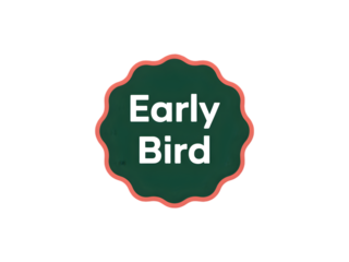 Single badge with text "EARLY BIRD", centered on white background.