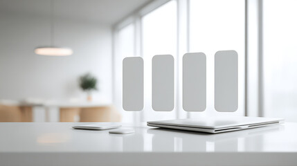 minimalist work planner featuring augmented reality tasks with blurred white text bars