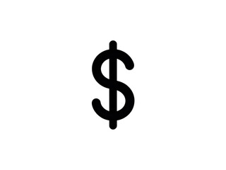 Fototapeta premium Single dollar sign icon with vertical line, centered on white background.
