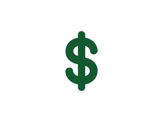 Fototapeta premium Single dollar sign icon with vertical line, centered on white background.