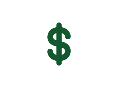 Single dollar sign icon with vertical line, centered on white background.