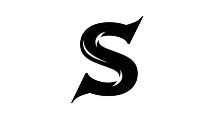 Obraz premium A stylized black letter s with curved edges and pointed tips on a white background in vector format created with generative ai