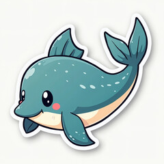 Fototapeta premium A charming marine creature with smooth graphic contours, radiating playful wonder in a timeless sticker aesthetic.