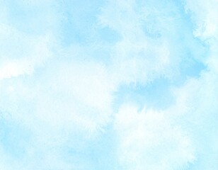 Obraz premium 淡い青色 白 空 雲 水色 青 水彩風 抽象背景 水彩風 テクスチャ 素材