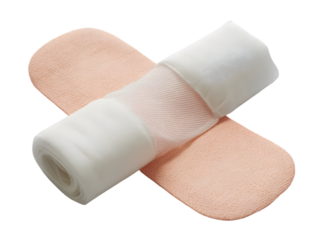 Single emergency trauma dressing with sterile pad and wrap, centered on white background.