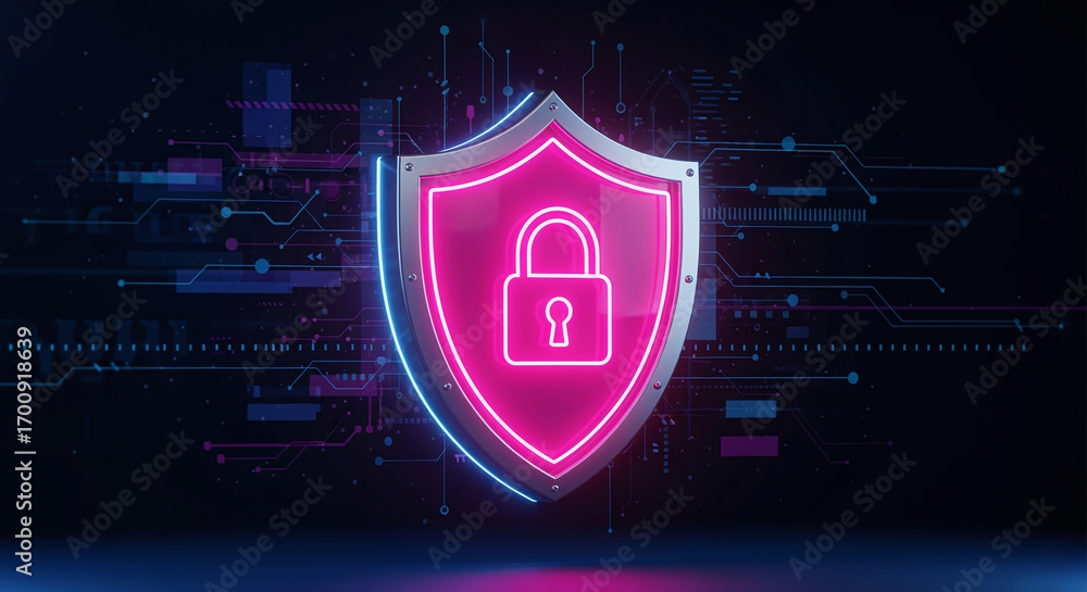 Poster cyber ​​security and data protection, internet network security, protect business and financial tran