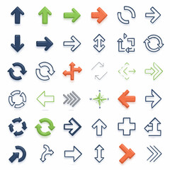 Vector Arrow Icons Set – Direction, Navigation, Interface Symbols