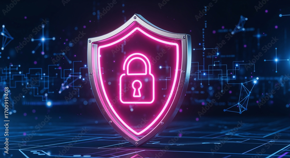 Poster cyber ​​security and data protection, internet network security, protect business and financial tran