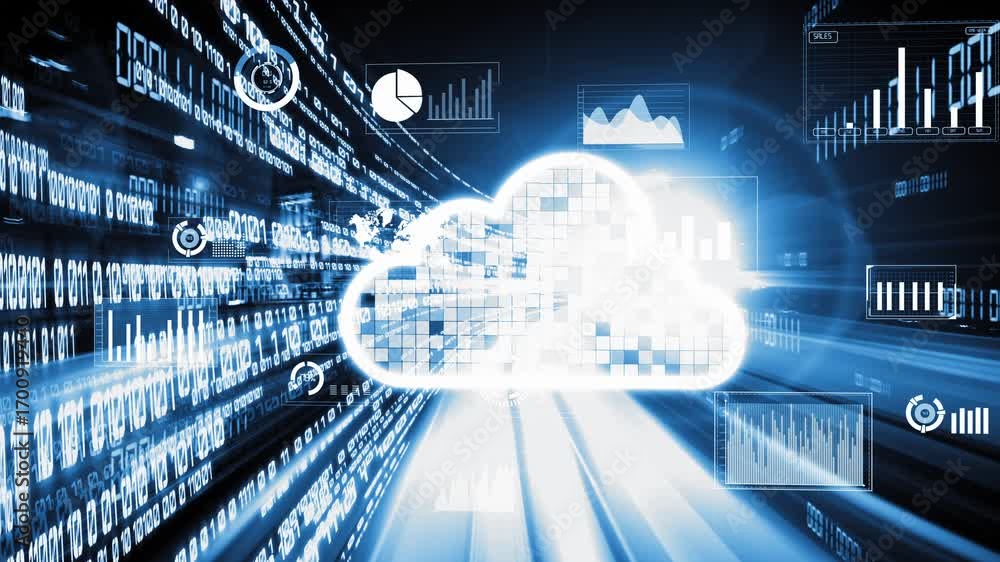 Poster cloud computer and online data storage with tacit intelligent sharing software . concept of smart di
