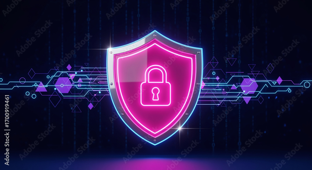 Poster cyber ​​security and data protection, internet network security, protect business and financial tran