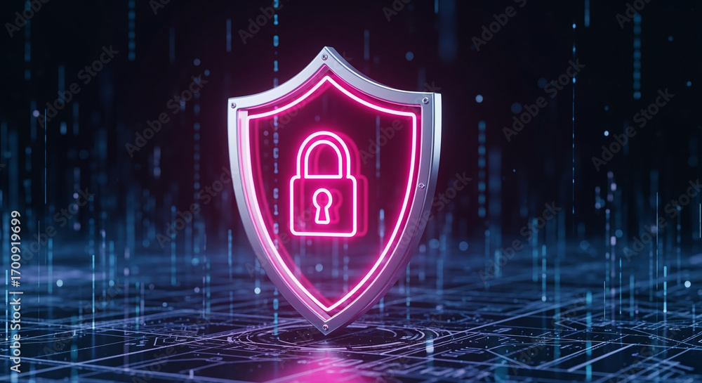 Poster cyber ​​security and data protection, internet network security, protect business and financial tran