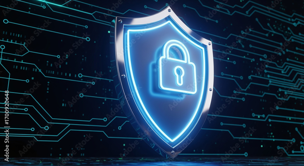 Poster cyber ​​security and data protection, internet network security, protect business and financial tran
