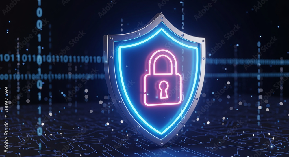 Poster cyber ​​security and data protection, internet network security, protect business and financial tran