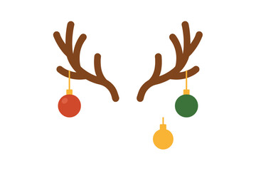 Cute reindeer antlers with festive christmas ornaments decoration