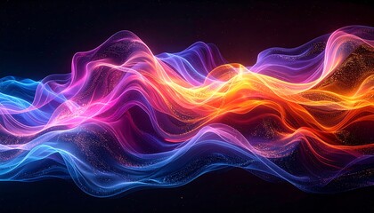 Obraz premium Abstract design with vibrant, flowing lines of light, showcasing a dynamic, colorful interplay of hues.