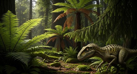 Jurassic Era Forest Scene.