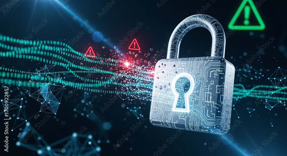Poster cyber ​​security and data protection, internet network security, protect business and financial tran