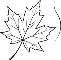 Simple black and white line art of a maple leaf.