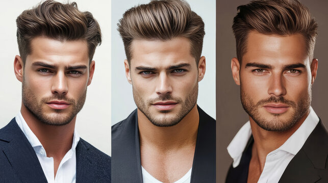 Men's Hairstyles Classic Styles Crew Cut - Short, clean, timeless. Side Part - Neat, professional look. Pompadour - Voluminous top with short sides.