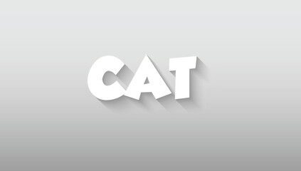 This graphic art piece makes a bold statement with the single word 'CAT,' presented in a stylized, chunky white font that feels both playful and strong. The design's most striking feature is its trend