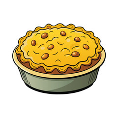 Delicious baked macaroni pie with golden cheese crust illustration