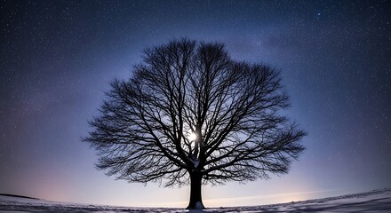 Lonely Winter Tree Silhouette.