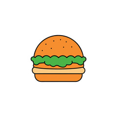 Delicious chicken burger with spicy mayo and crunchy lettuce illustration