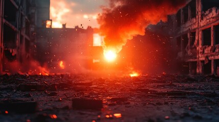 Obraz premium Urban destruction aftermath