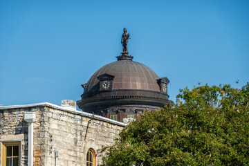 Fototapeta premium Detail of roof of the historic Georgetown Court House in the town square in Texas on sunny summer day