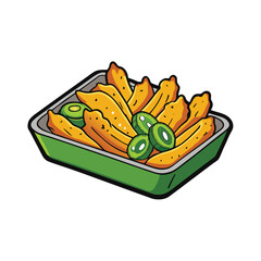 Crinkle cut fries with cheese and jalapenos illustration