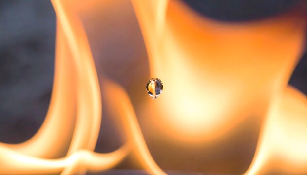 A clear drop in fiery flames