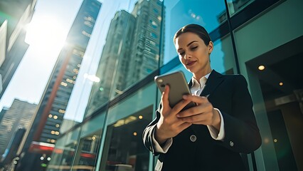 Young business woman with mobile phone