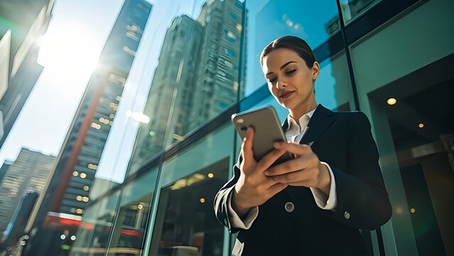 Young business woman with mobile phone