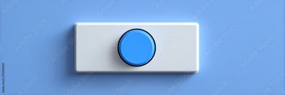 Aufkleber blue button on white background with smooth surface and subtle shadows reflecting modern design aest