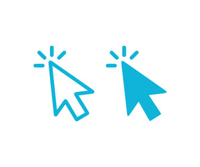 Minimal Click Cursor Icon Set, Computer Mouse Pointer Click Illustration