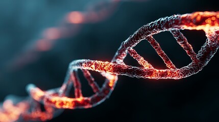 Vibrant glowing DNA helix symbolizes life, genetics, and scientific discovery in a dynamic, abstract digital art