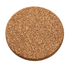 Circular cork coaster, light brown, textured