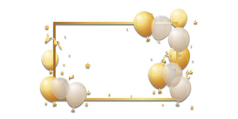 Celebratory golden balloons frame with space for text